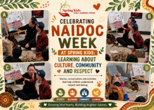 Children celebrating NAIDOC Week through storytime, cultural learning and group activities at Spring Kids Early Learning Centre.
